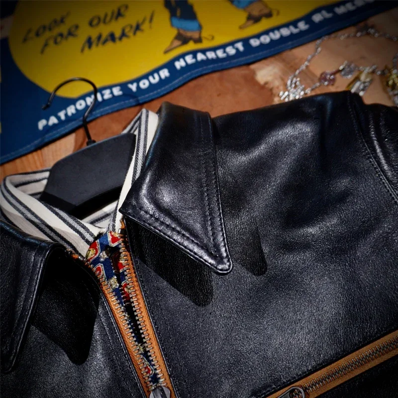 Классическое кожаное пальто Blunt Razor Hartmann Oil Wax растительного дубления для мужчин