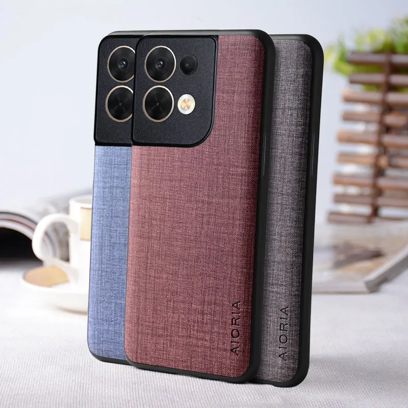 Чехол для Oppo Reno 8 Pro Reno8 Lite 5G funda текстильная Текстура Кожа Мягкий ТПУ и Жесткий ПК