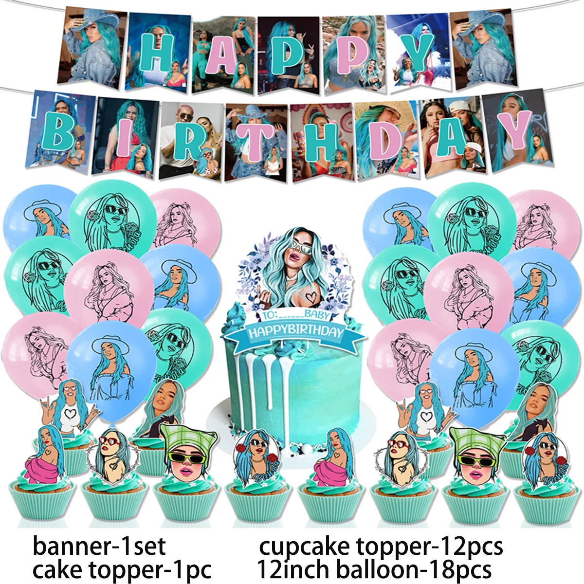 Umi Karol G тематические принадлежности для дня рождения девочек декоративный