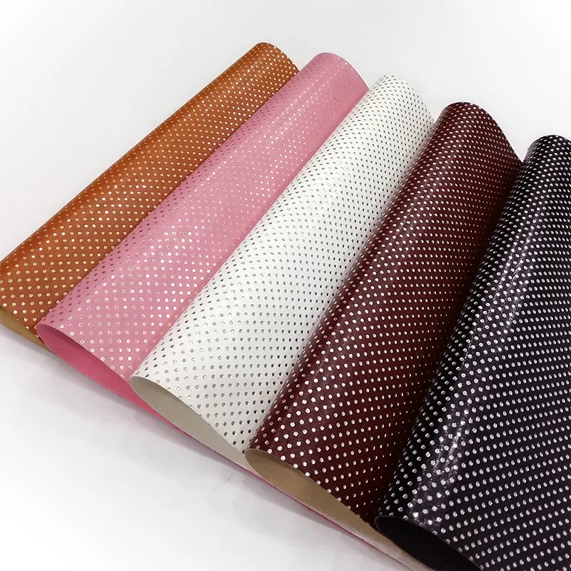

46*135CM Polka Small Dot Pattern Printed Colored PU Faux Leather Fabric Sheet for Making Shoe/Bag/DIY Accessories