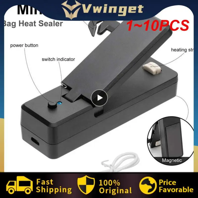 

1~10PCS Mini Bag Sealer 2-in-1 Portable Heat Sealers Rechargeable Handheld Vacuum Heat Sealers &Cutter for Plastic Bag Storage