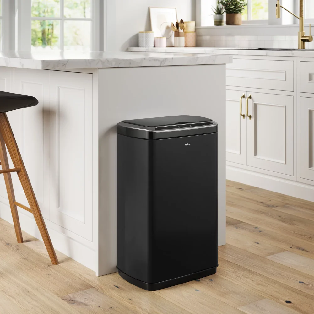 

13 Gallon Touchless Motion Sensor Trash Can In Matte Black Finish with Soft Shut Lid,15.00 X 10.25 X 24.63 Inches
