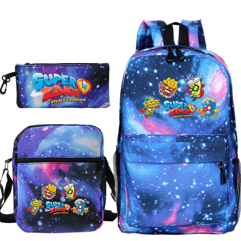 Super zings mochilas livro sacos de viagem mochila portátil escola bagpacks 3 pçs/set para crianças
