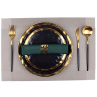 ceramic wedding plate set black pottery gold designer dinner plates tray luxury full tableware vajilla complete tableware dishes