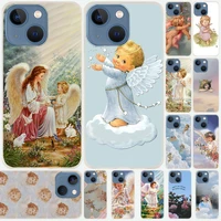 silicone soft coque shell case for iphone 13 12 11 pro x xs max xr 6 6s 7 8 plus mini se 2020 vintage style cute little angel