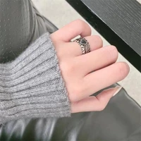 personalized vintage hollow rings for women girls aesthetic black heart index finger rings female fashion charm jewelry gifts