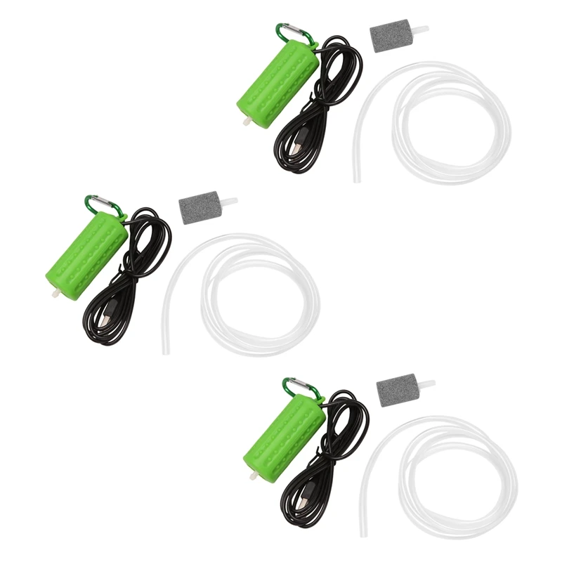 

3X USB Mini Aeration Pump Air Pump Aquarium Aerator Ultra Quiet Mini Fish Tank Go Fishing Oxygen Pump ——Green