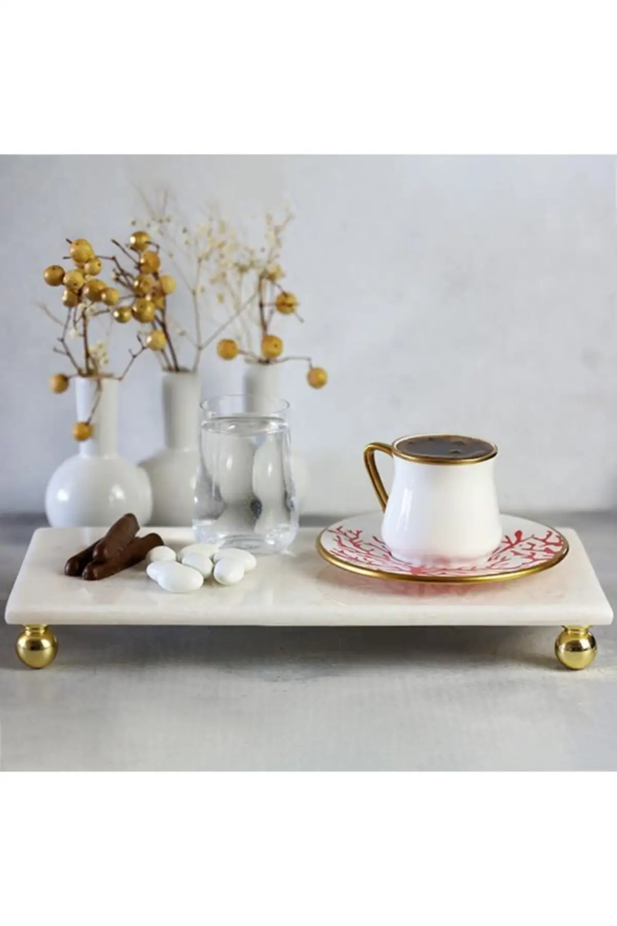 

Marble White 30x15 Cm Gold Beads Flip Presentation Plate home decoration jewelry perfume storage tray