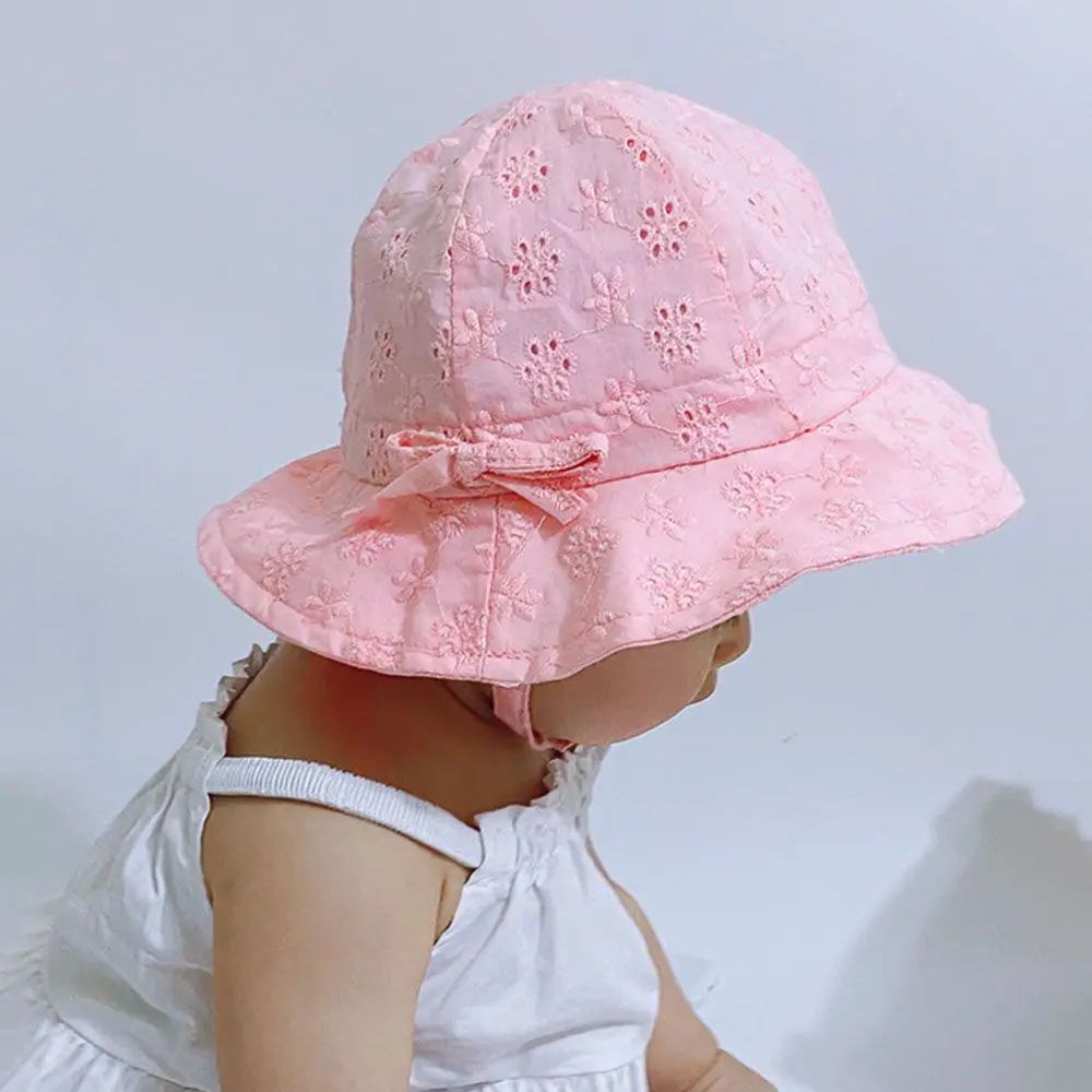 

Lace Bowknot Wide Brim For 0-18 Month UV Protection Beach Cap Bucket Hat Baby Sun Hat Toddler Kids