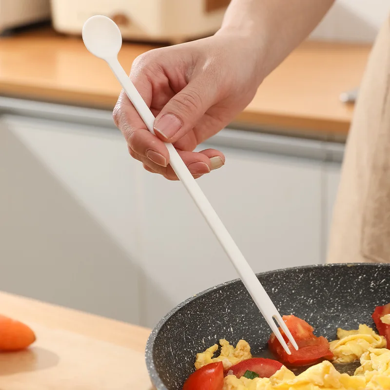 

Multifunctional Long Handled Stir Fork Spoon Teaspoons Juice Coffee Stirring Cutlery Plastic Ice Cream Spoon Kitchen Accessories