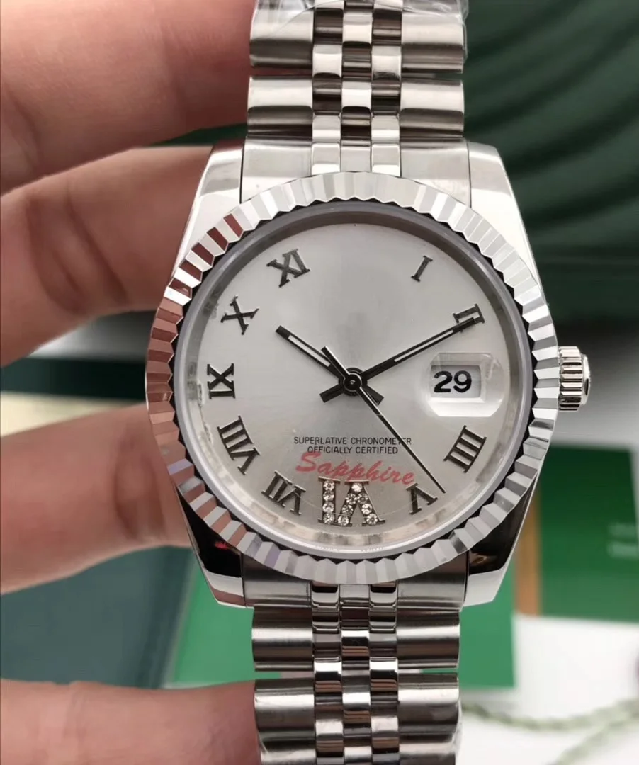 

mens mechanical watch automatic silver black