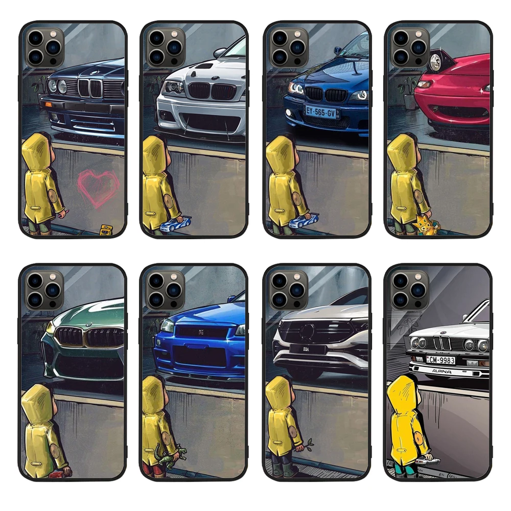 

boy sees car ad Phone Case For Apple iPhone 13 12 11 Pro Max Mini X XR XS Max 6 7 8 Plus Non-slip Cover