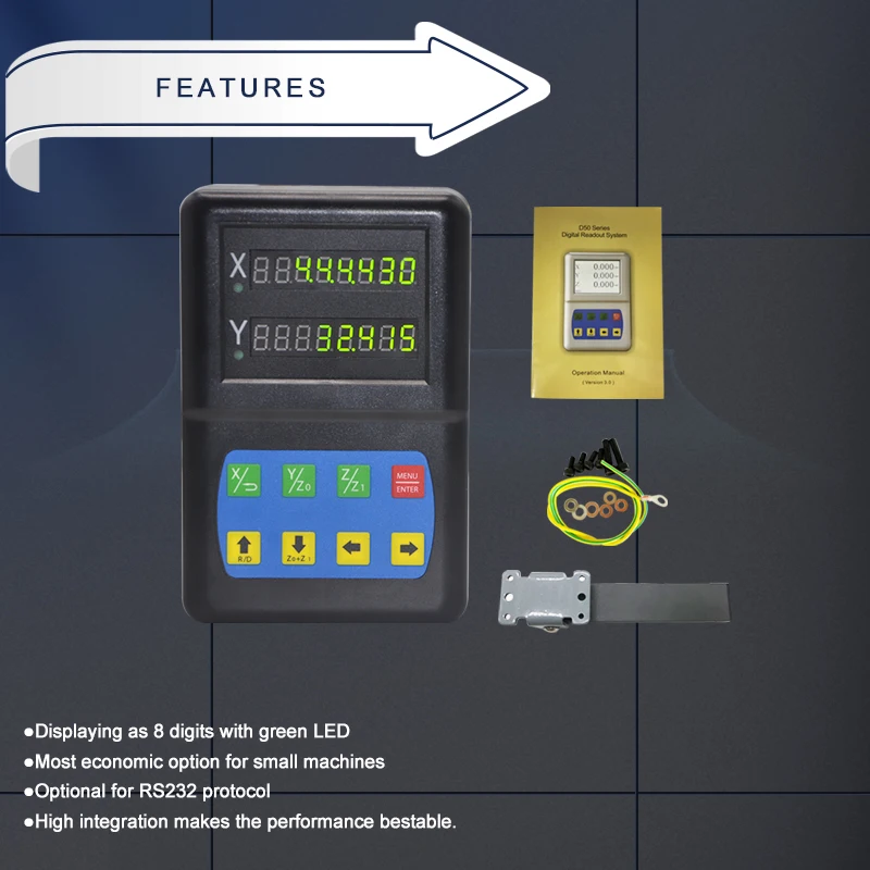 Ditron DL50 1 axis/2 axis /3 Axis DRO Digital Readout with Linear Glass Scale for Milling Machine Lathe |