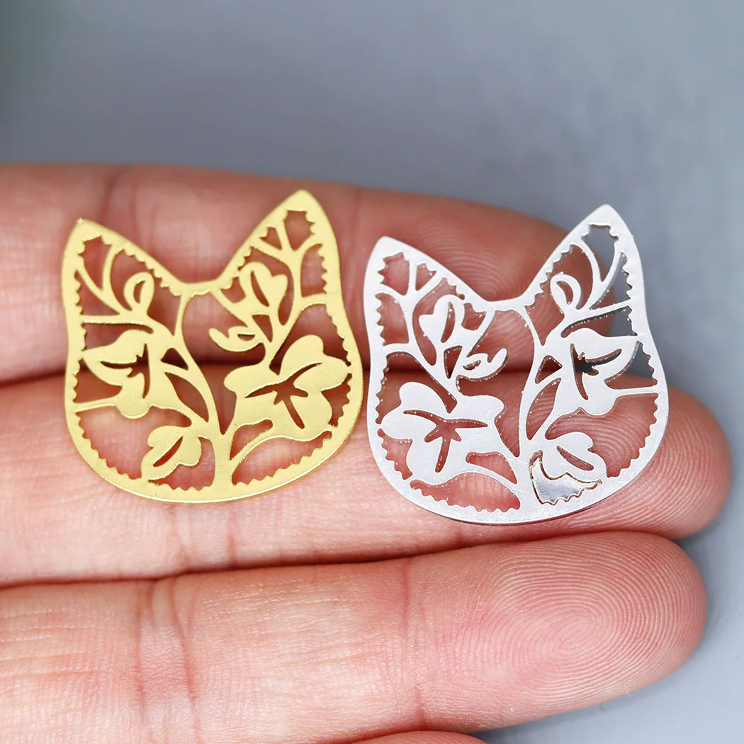 

5pcs/lot Brach Leave Flower Cute Cat Charm for Jewelry Making fit Charm Bracelet Necklace Pendant DIY Crafts Supplier