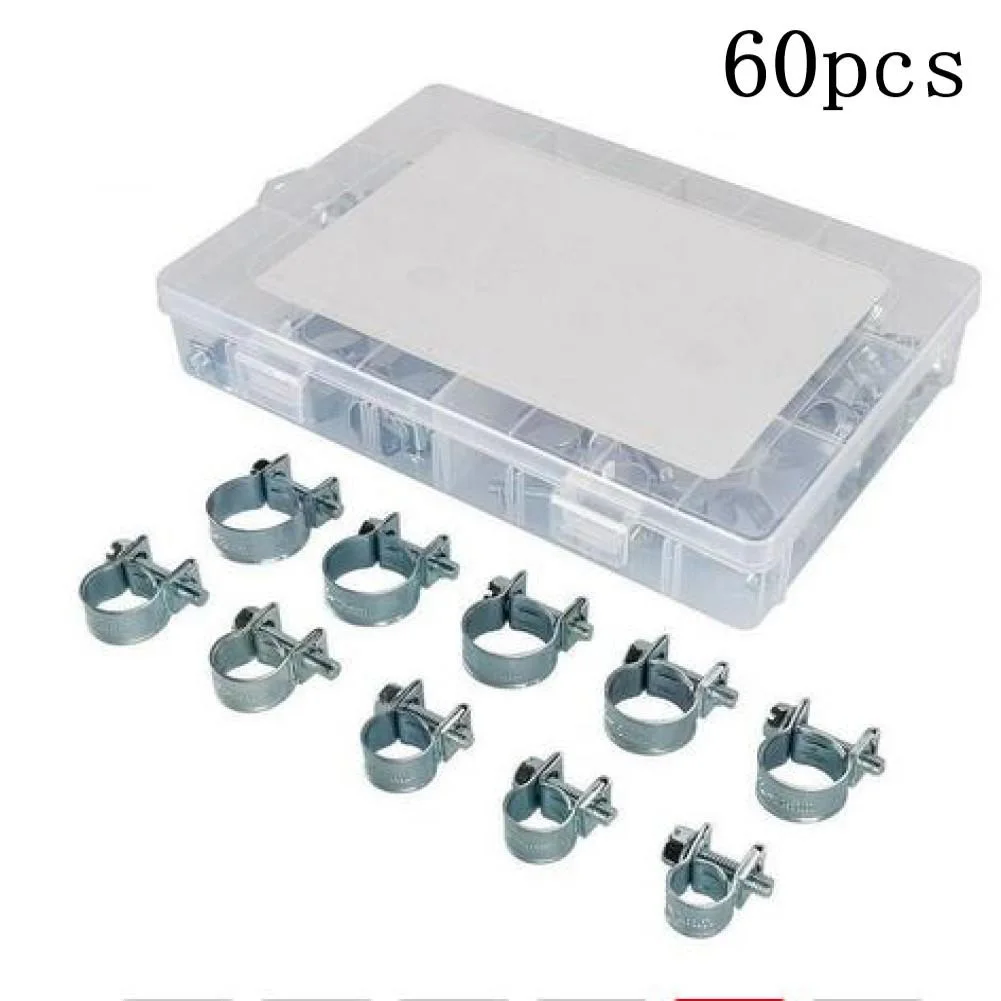 

50/60Pcs/set Car Fuel Hose Clips Mini Carbon Steel Air Hose Clamp Nut Bolt Auto Petrol Pipe Fastener Clip