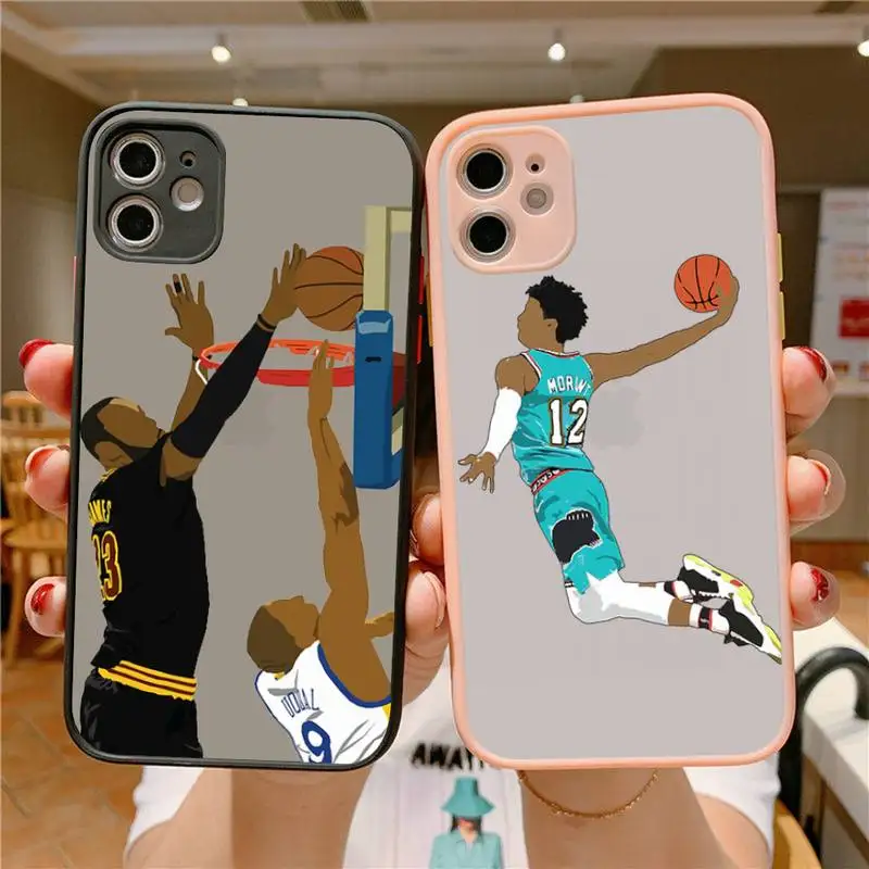

Funny Cartoon Basketball Phone Case for iPhone X XR XS 7 8 Plus 11 12 13 pro MAX 13mini Translucent Matte Case