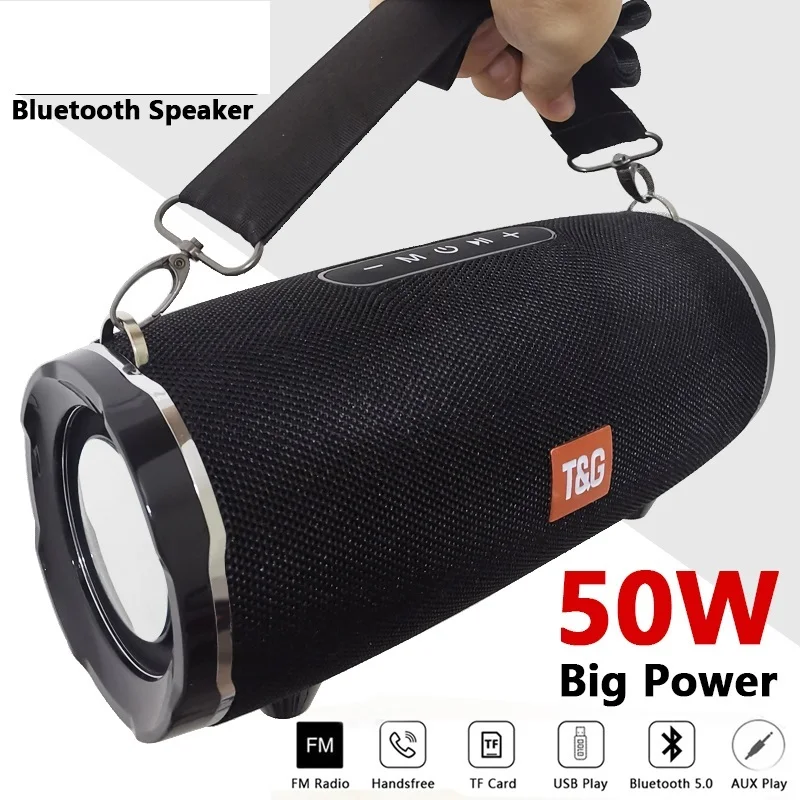 

50W High Power TG187 Bluetooth Speaker Waterproof Portable Column For PC Computer Speakers Subwoofer Boom Box Music Center FM TF