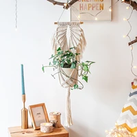 macrame plant hangers flower pot holder with wooden rod hangings planter basket holder indoor boho home decor wall decorations