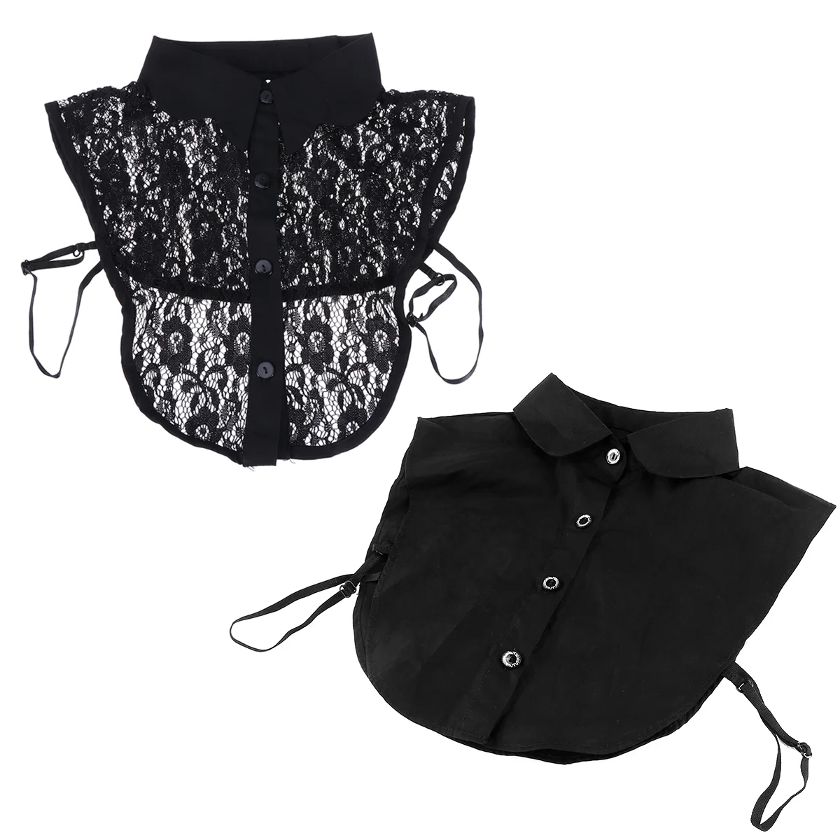 

2PCS Women's Fake Half Shirt Blouse Collar Detachable Collar High-grade Lace Fake Collar with Small Square Collar (Black)