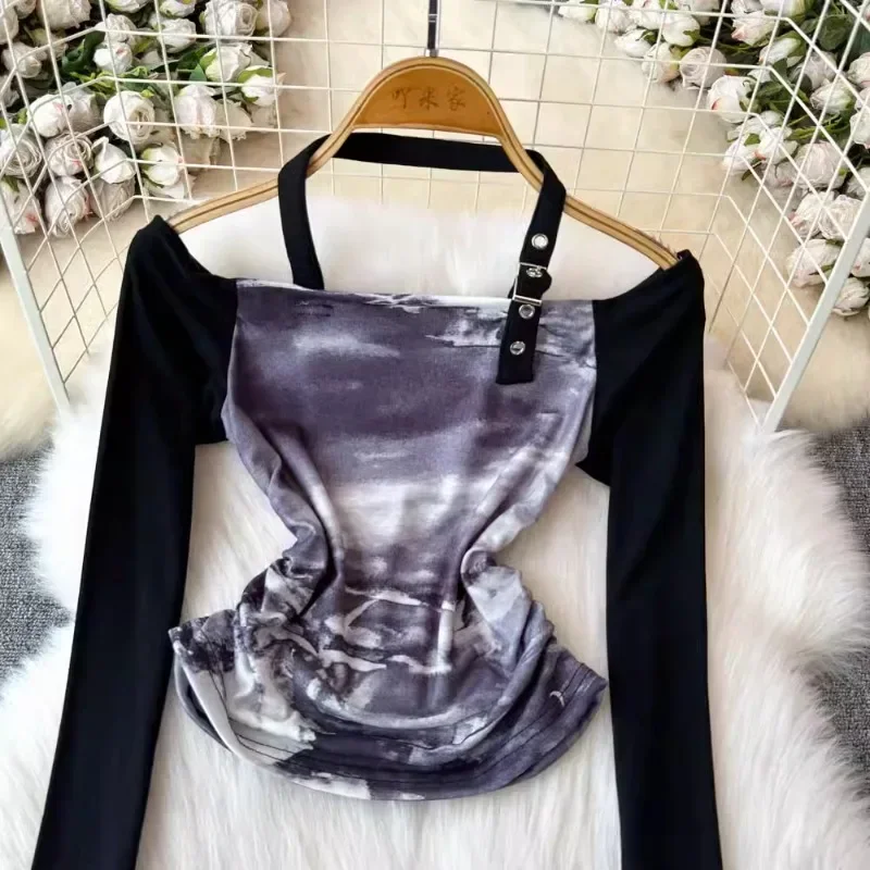 Американские винтажные пикантные футболки с воротником-лодочкой и открытыми