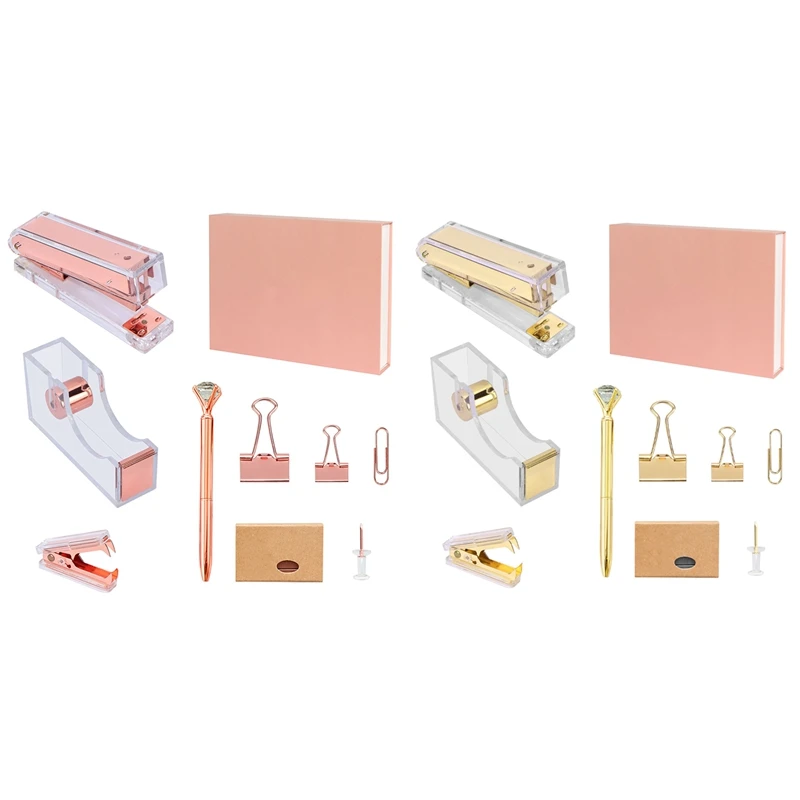 

Acrylic Series Stapler Tape Holder Ballpoint Pen Nail Puller Long Tail Clip Long Tail Clip Binding Clip Stationery Set
