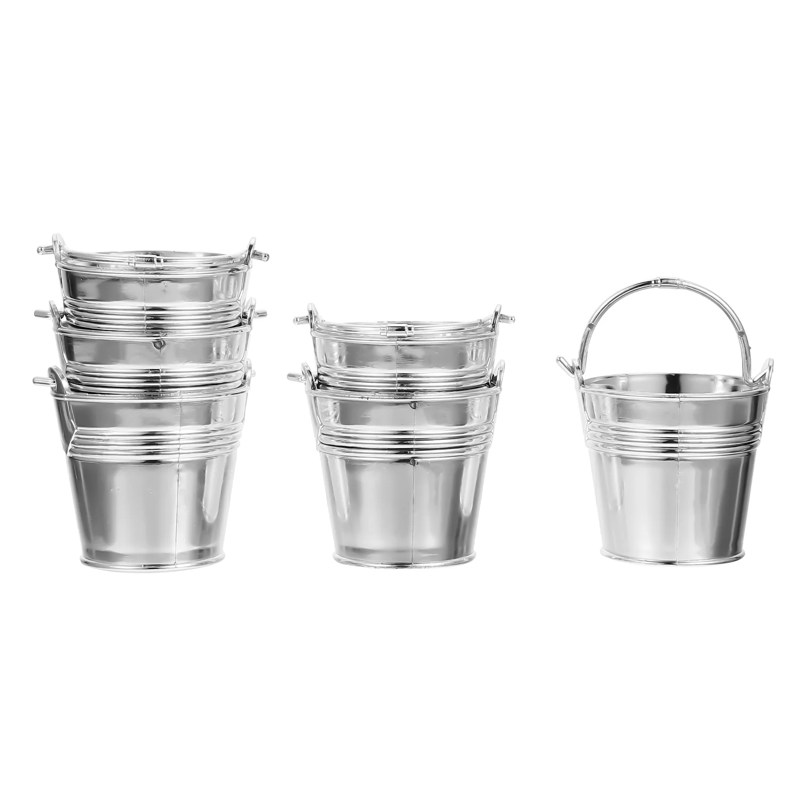 

10 Pcs Candy Buffet Containers Snack Bucket Delicate Bracket 8x5.5cm Mini Plastic Silver Party Food Storage