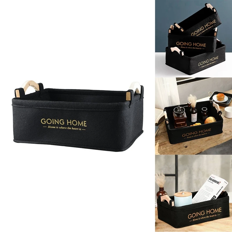 

Корзина для хранения из войлока с деревянной ручкой, органайзер для хранения игрушек, шкаф для хранения одежды для детской комнаты, ванной к...