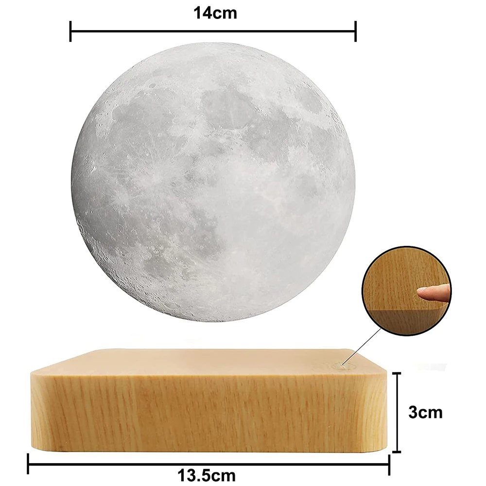 Продажа Светодиодный ночник, левитирующий креативный 3D сенсорный Магнитный левитационный лунный светильник, ночник, вращающийся светодиодный лун...