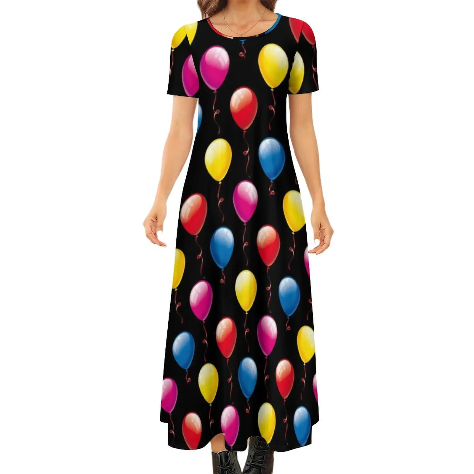 

Balloon Pattern Dress Birthday Balloons Aesthetic Boho Beach Long Dresses Female Elegant Maxi Dress Birthday Present