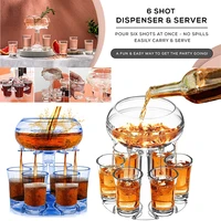 6 cup glass dispenser alcohol rack drink cocktail dispensing artifact for home bar party drinking whiskey dispenser