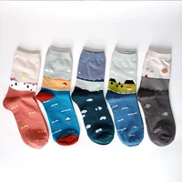 5 pairspack women socks rural pattern funny happy novelty skateboard crew casual high quality combed cotton socks