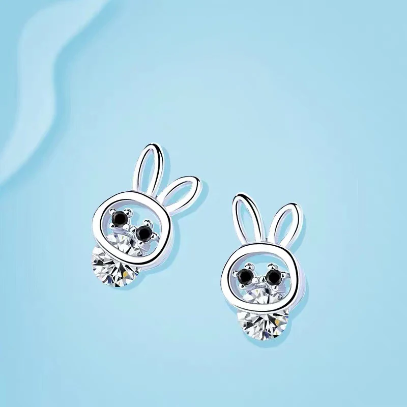 

Cute Rabbit Ear Bowknot Stud Earrings for Women Girls Fashion Animal Crystal Wedding Party Bridal Jewelry Gift Accessories