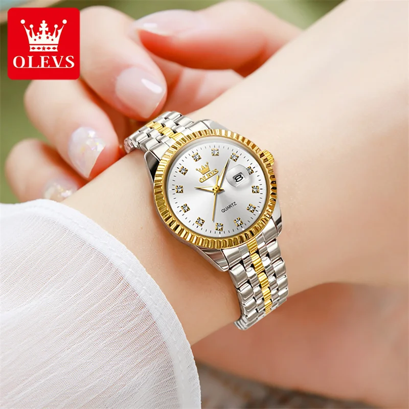OLEVS New Fashion Watches For Women Luxury Brand Quartz Stainless Steel Elegent Small Dial Ladies Wrist Watches Reloj Mujer
