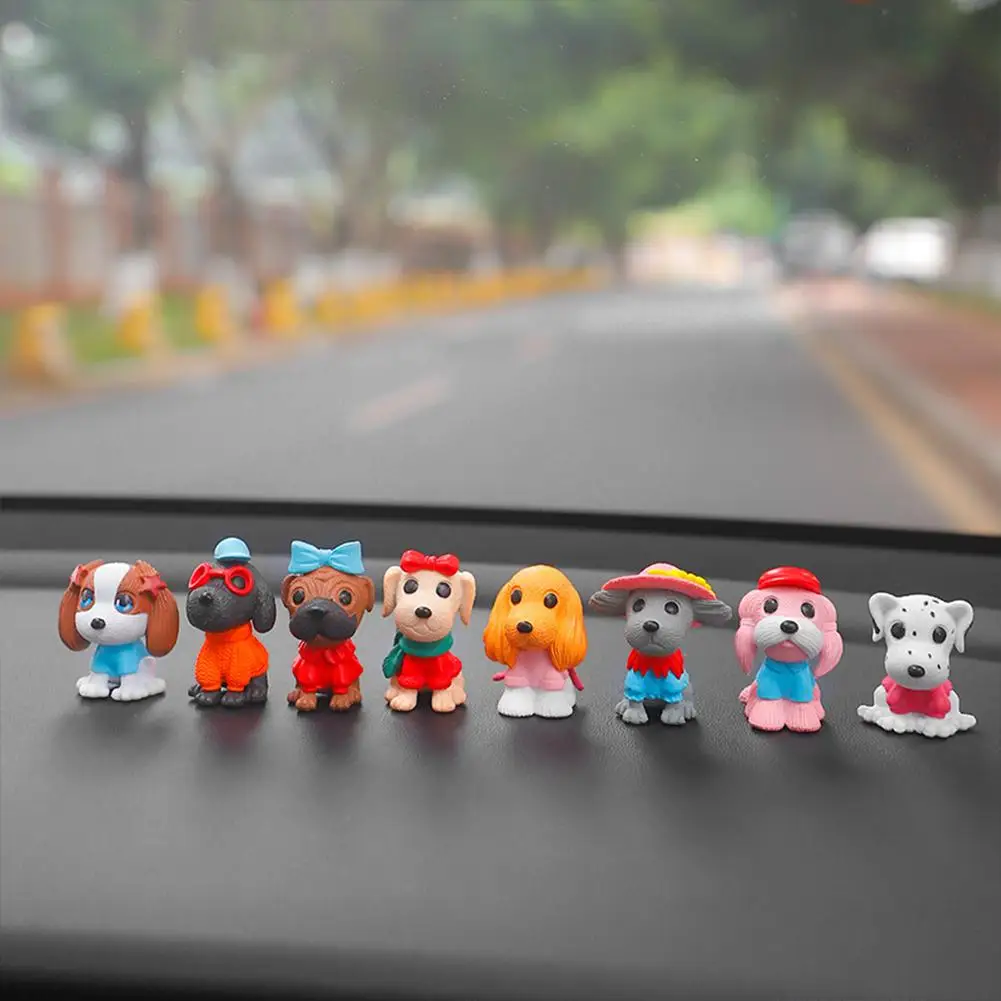 

8pcs/set Cute Cheese Dog Car Decoration Resin Car Center Toy Interior Ornament Car Figure Decor Dog Accessories Console Car R0R8
