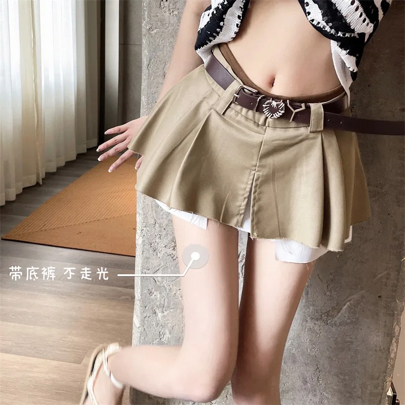 Новая летняя женская юбка с высокой талией необычная из двух частей