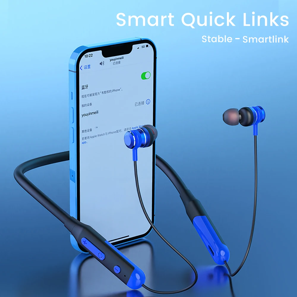 Olaf Bluetooth 5.0 Neckband Earphone Wireless Headphone Magnetic Adsorption Sport Earbud Earphone Waterproof In-ear Hifi Headset