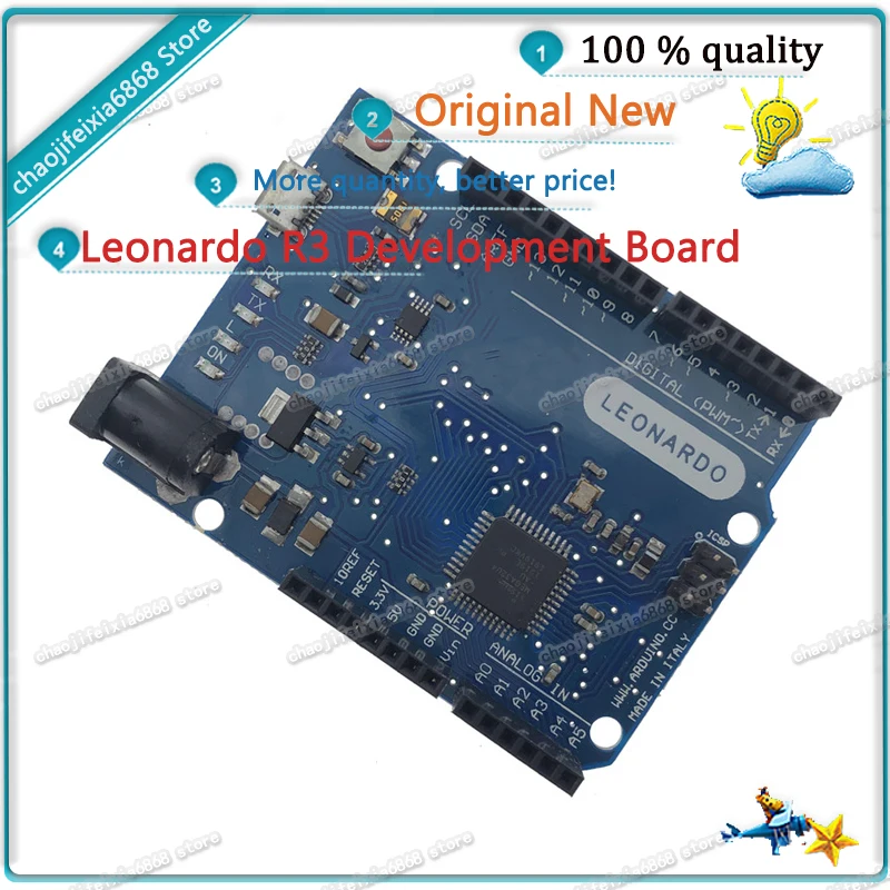 1 шт./лот! Макетная плата Leonardo R3 с микроконтроллером Atmega32u4 макетная USB-кабелем