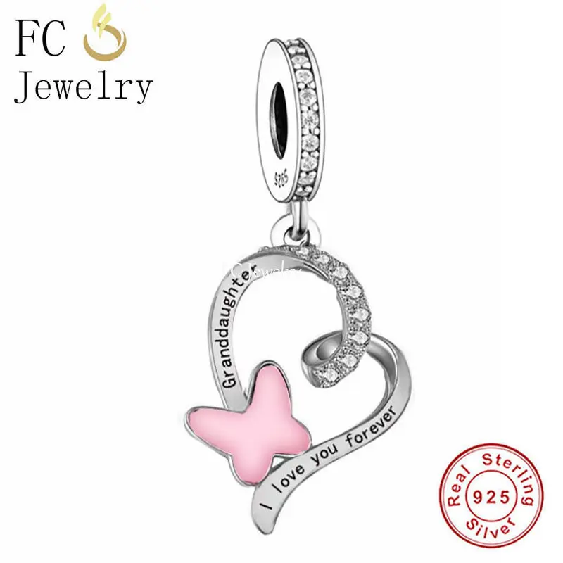 

Fit Original Pan Charms Bracelet 925 Sterling Silver Butterfly Grand Daughter I Love You Forever Bead For Making Women Berloque