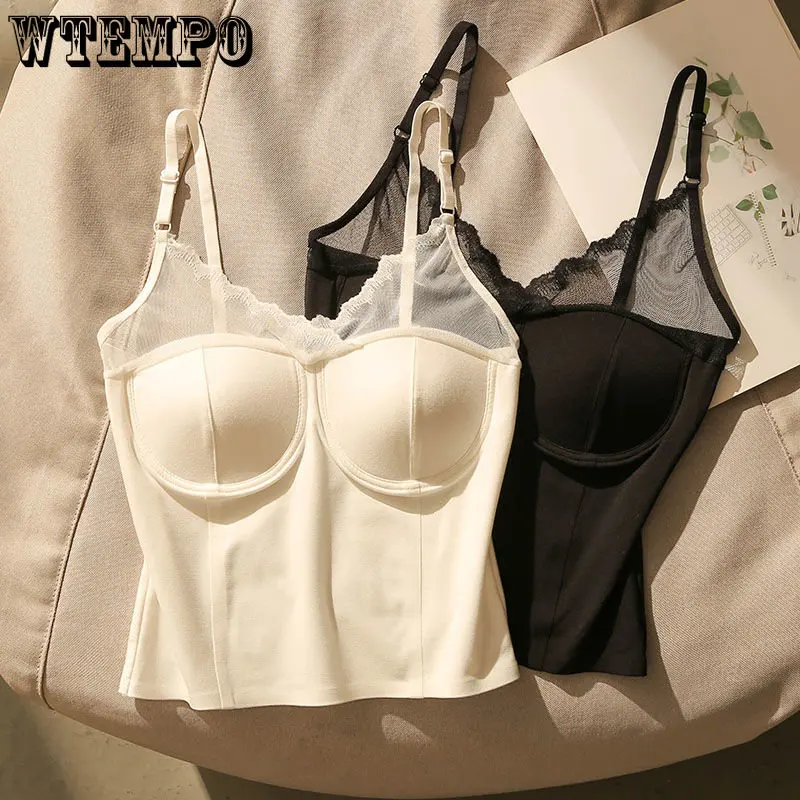 

Кружевной топ на бретелях для женского костюма с сексуальным облегающим бюстгальтером с вырезами, топ с нижней подушкой