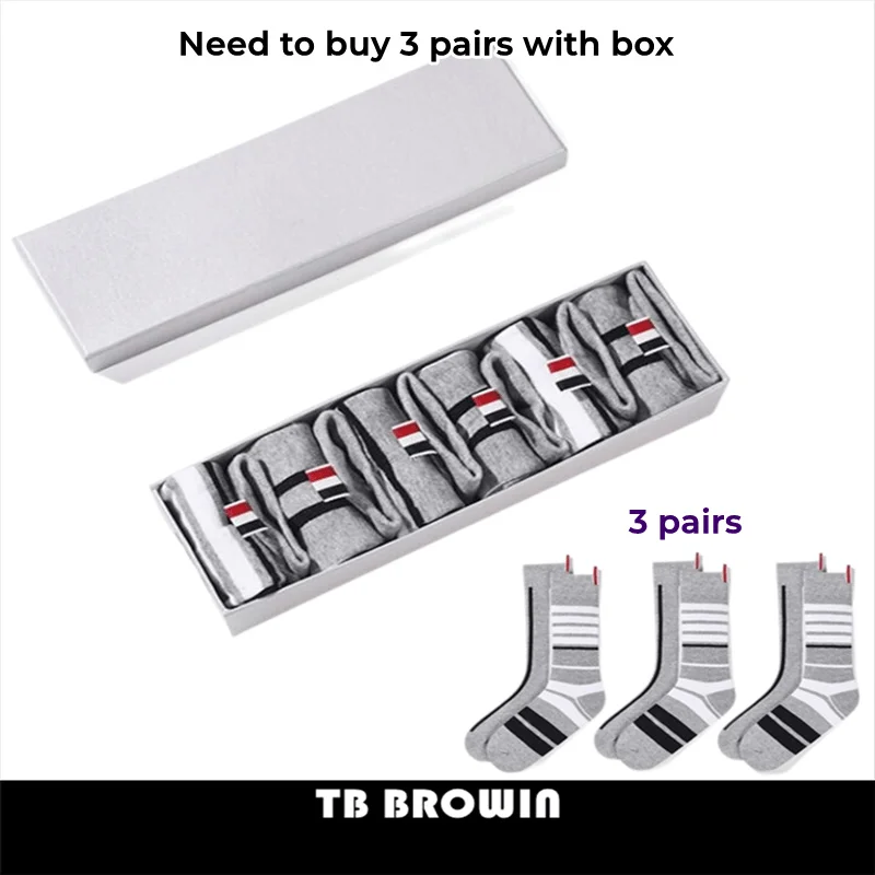 

TB BROWIN THOM Men's Socks Korean Fashion RWB Stripes No Show Women's Cotton Street Fashionable Harajuku Stockings