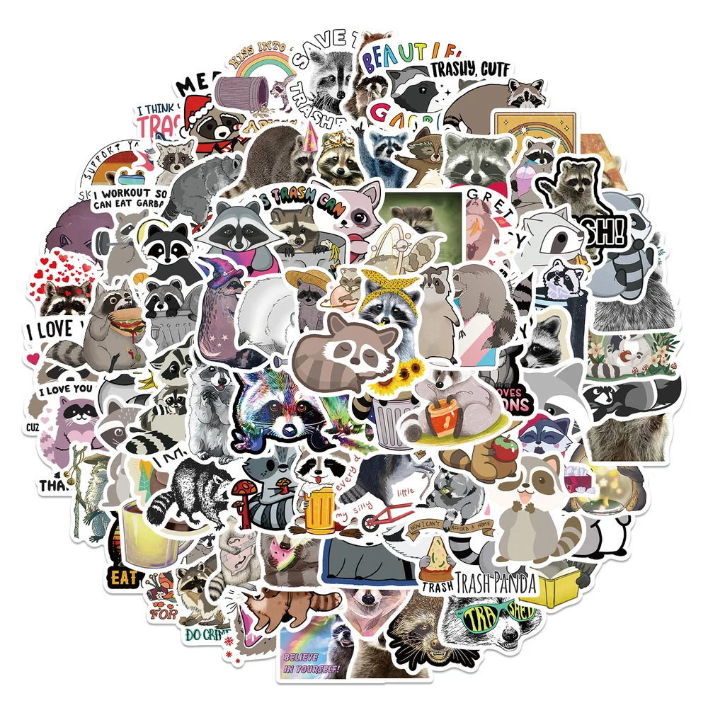 

10/50pcs Cute Animal Procyon lotor Stickers graffiti Sticker for DIY Luggage Laptop Motorcycle Sticker