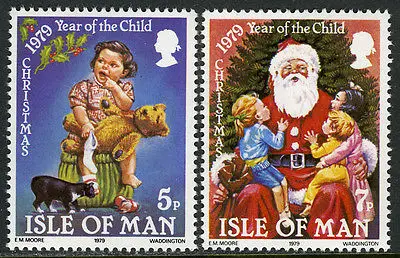 

2 PCS,Isle of Man,1979,Christmas Stamps,Year of the Child,High Quaility,Real Original,Stamp Collection
