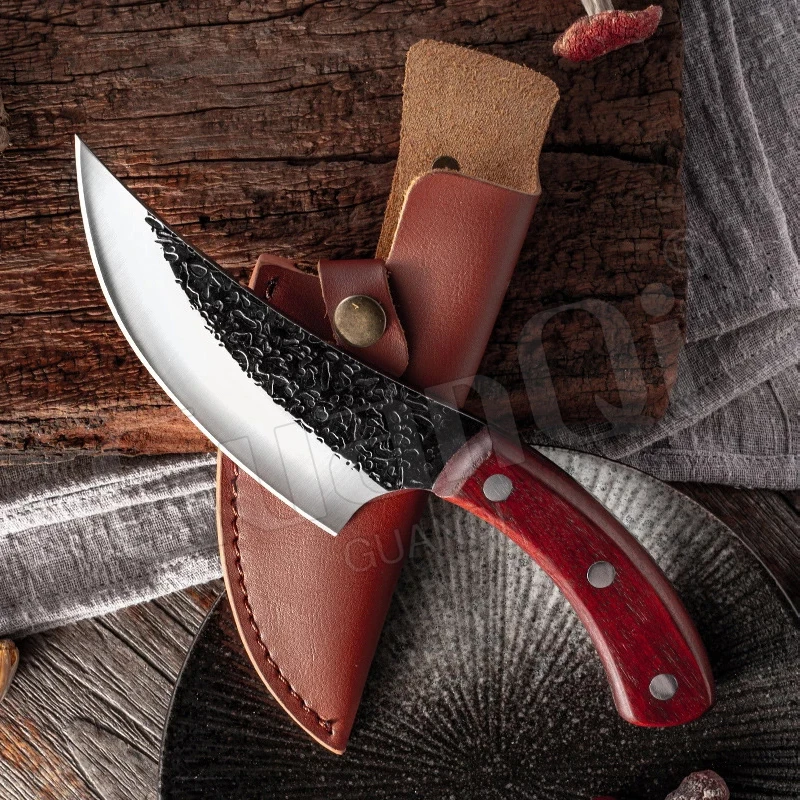 

Wood Handle Boning Knife Fishing Knife Slaughtering Cutting Serbian Cleaver Outdoor Camping Scimitar Butcher Chopper Tools