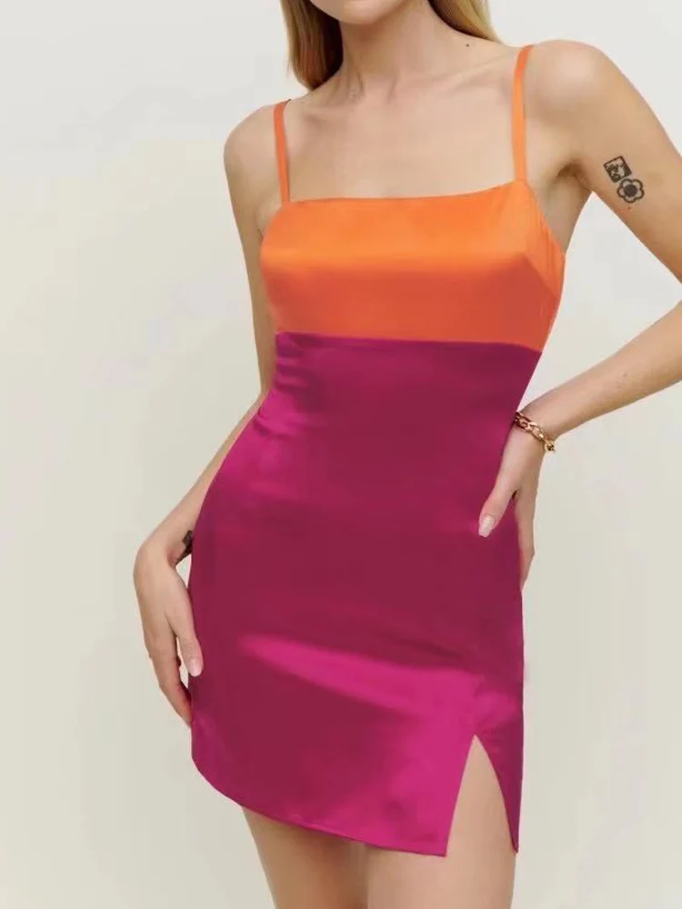 

Женское платье на бретельках Kumsvag, повседневное элегантное облегающее платье без рукавов в стиле пэчворк, одежда для вечевечерние на лето ...