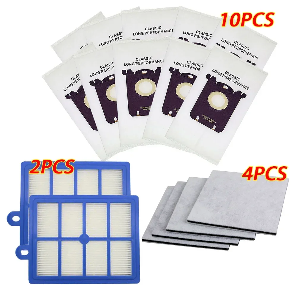 

10 шт. мешки для пыли для пылесоса S-bag и 2 шт. H12 Hepa-фильтр + 4 шт. хлопковый фильтр двигателя, подходит для пылесоса Philips Electrolux