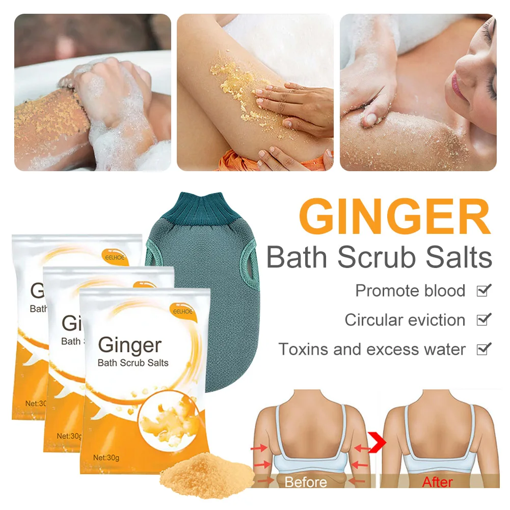 

New Ginger Lymphatic Bath Salt Body Massage Bath Scrub Salts Lymphatic Swelling Relief Dredge Pores Skin Exfoliating Body Care