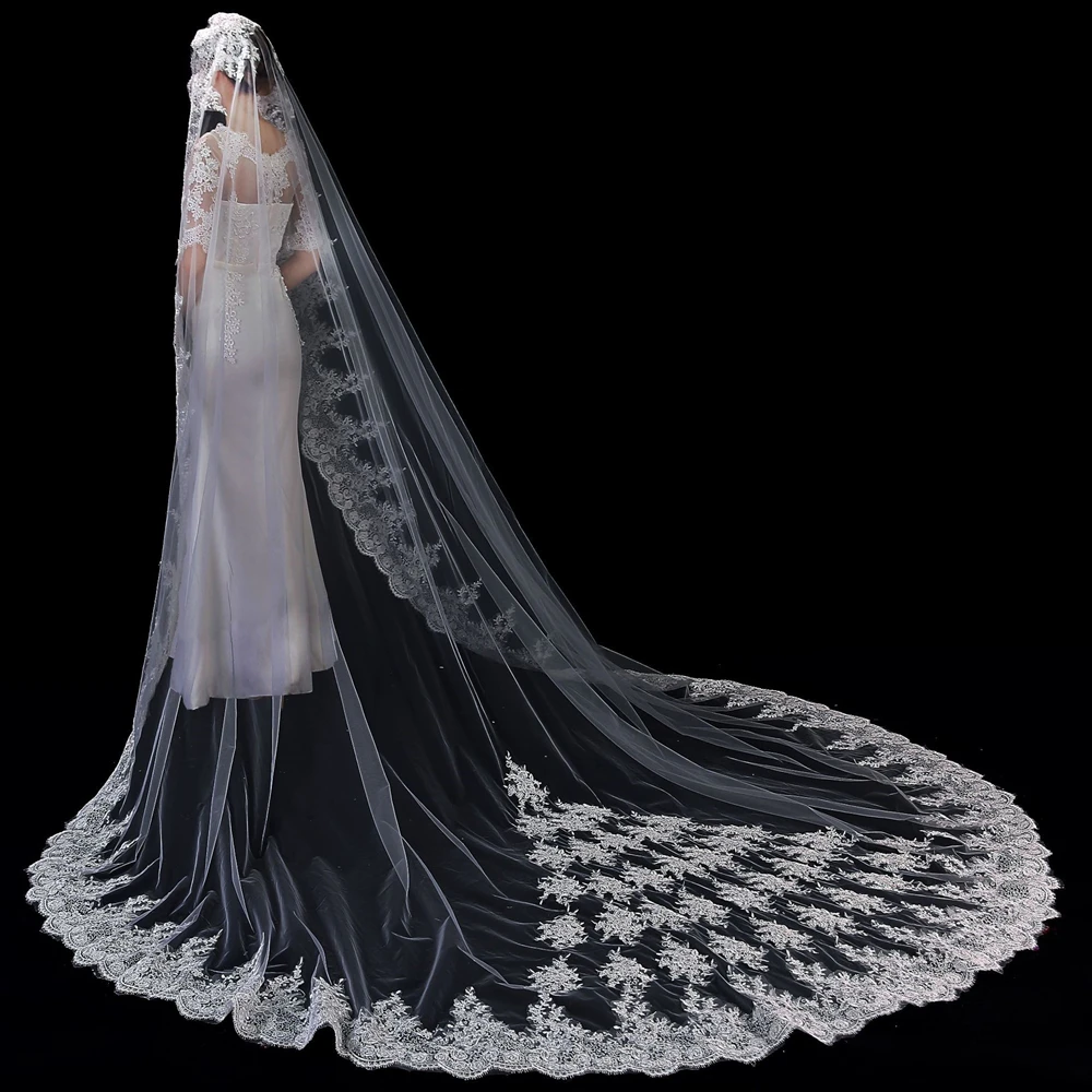 

2022 New Cathedral Veil Bridal Veil Adult Women One-Layer Wedding Accessory Rice White Photograph Gauze Elastic Simply Appliqued
