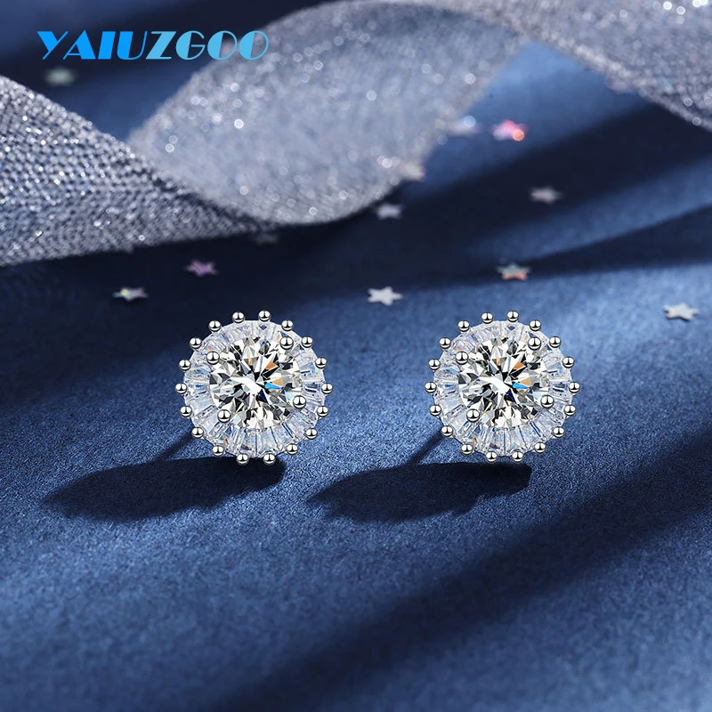 

1/2CT Moissanite Stud Earrings for Women S925 Silver Round Diamond Ear Studs with GRA Certificate Sparkling Wedding Jewelry