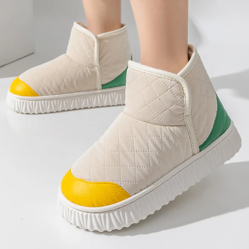 

Новинка, осенне-зимние высокие теплые парные ботинки на плоской подошве, повседневные Нескользящие ботинки из хлопка, женские зимние ботин...