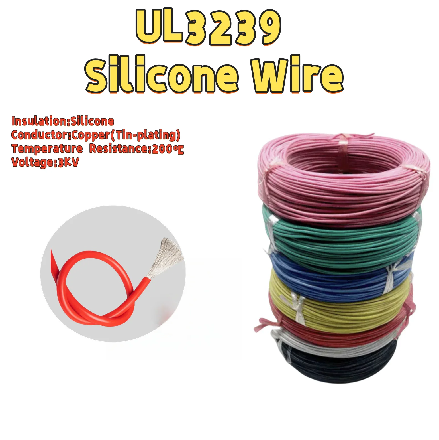 Фото 2 м/5 м UL3239 силиконовый провод луженая медь 8 10 12 14 16 18 20 22 24 26 28 30 AWG 3KV DIY светодиодный электронный кабель №1